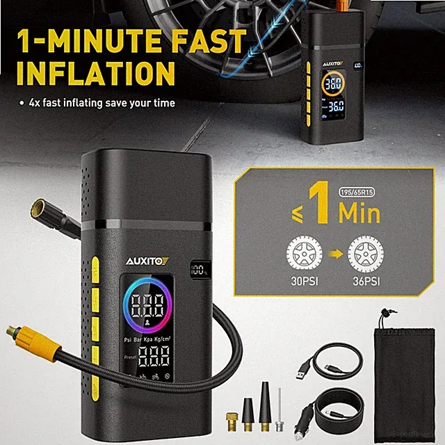 150 PSI Air Compressor Tire Inflator Fits Car Motorcycle Tires Air Pump Portable