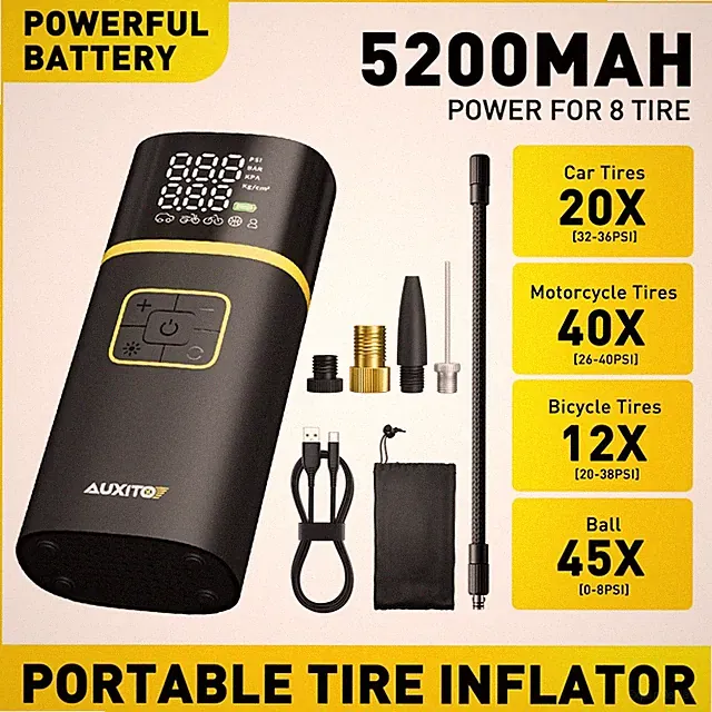 AUXITO 150 PSI Digital Tire Inflator Electric Auto Air Pump Compressor Portable