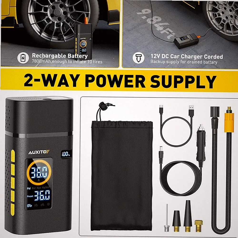 AUXITO 150 PSI TIRE INFLATOR TOOL NEW PORTABLE CAR AUTO PUMP AIR COMPRESSOR EXU