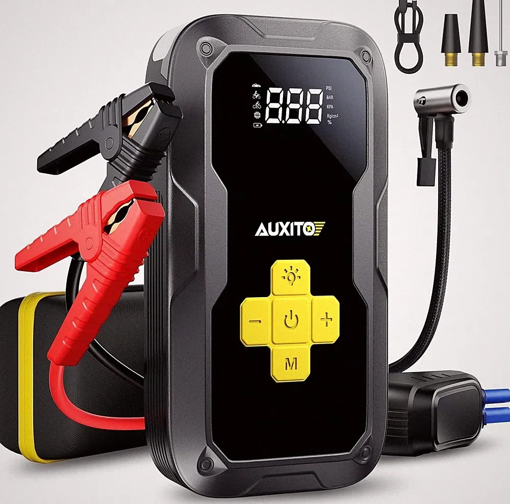 AUXITO 6000A Jump Starter with Air Compressor 150PSI 12V Booster Type-C Light