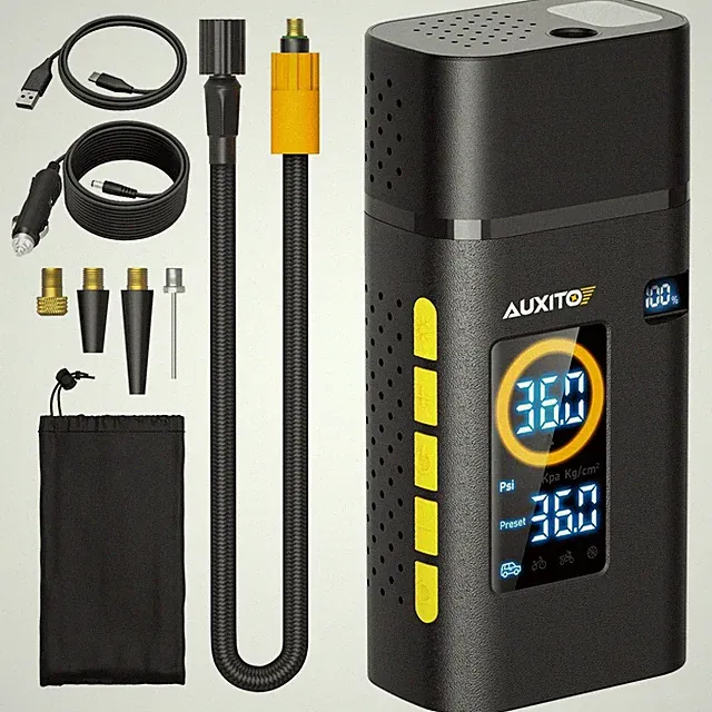 AUXITO A501 Portable Tire Inflator Air Compressor Air Pump for Cars, Bike Ball