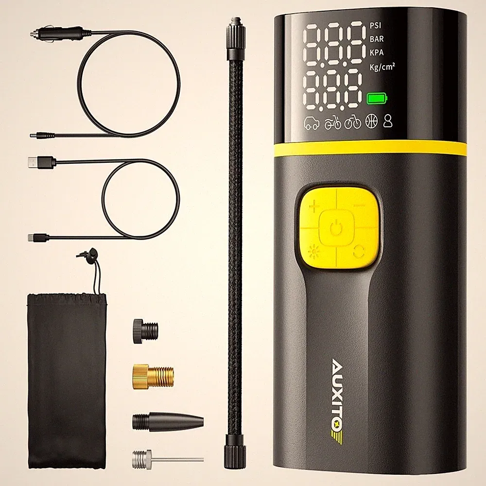 AUXITO A502 Auto Portable Tire Inflator LCD 7800mAh Display Air Compressor Pump