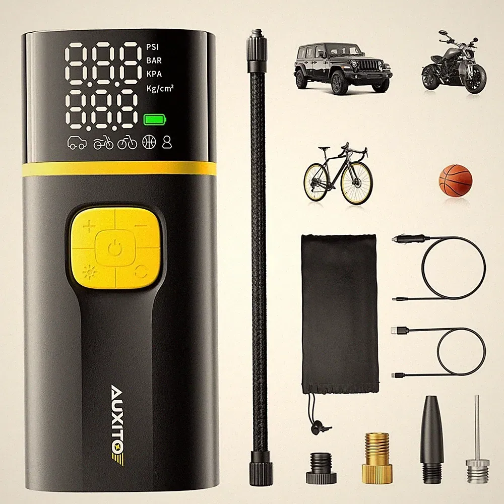 AUXITO A502 Auto Portable Tire Inflator LCD Display 7800mAh Air Compressor Pump