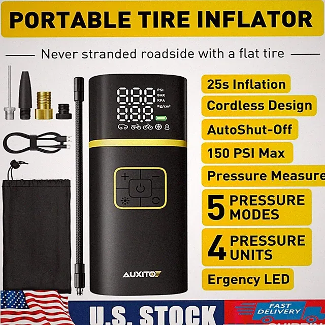 AUXITO Portable 150PSI 5200mAh Air Compressor Car Tire Inflator Electric Pump