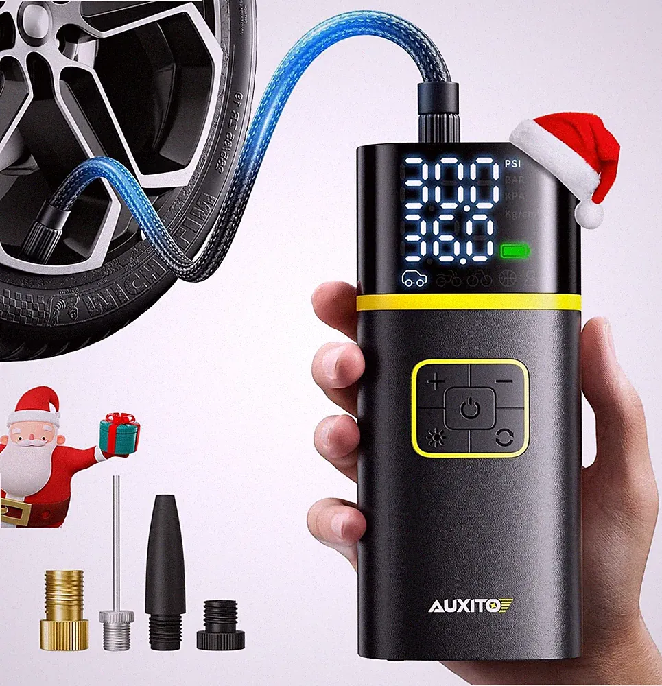 AUXITO Tire Inflator Portable Air Compressor - 150PSI Bike Pump 1Min Fast Inflat