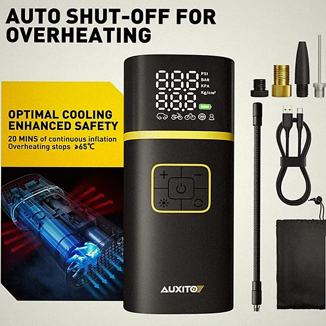 Auxito Tire Inflator Portable Air Compressor 150PSI w/Digital Pressure Gauge