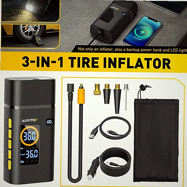 Bike Motorcycle Electric Air Pump Tire Inflator Portable Auto Car Air Compressor